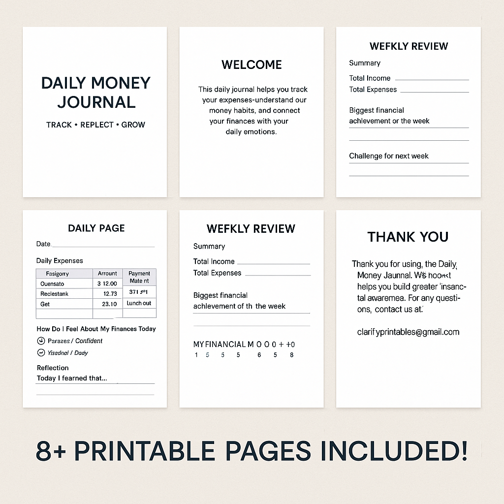 Daily Money Journal – Printable PDF