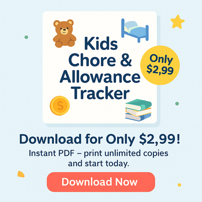 Kids Chore & Allowance Tracker – Printable PDF Planner