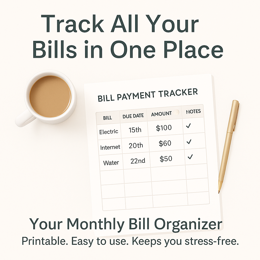 Bill Payment Tracker – Printable Monthly & Annual Bill Organizer