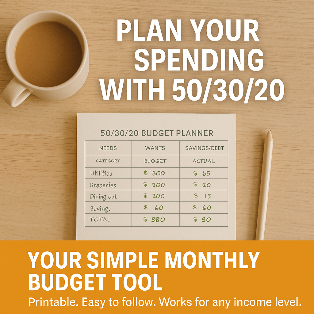Smart Budget Planner | 50/30/20 Rule Budgeting System – Track Expenses, Save Smarter