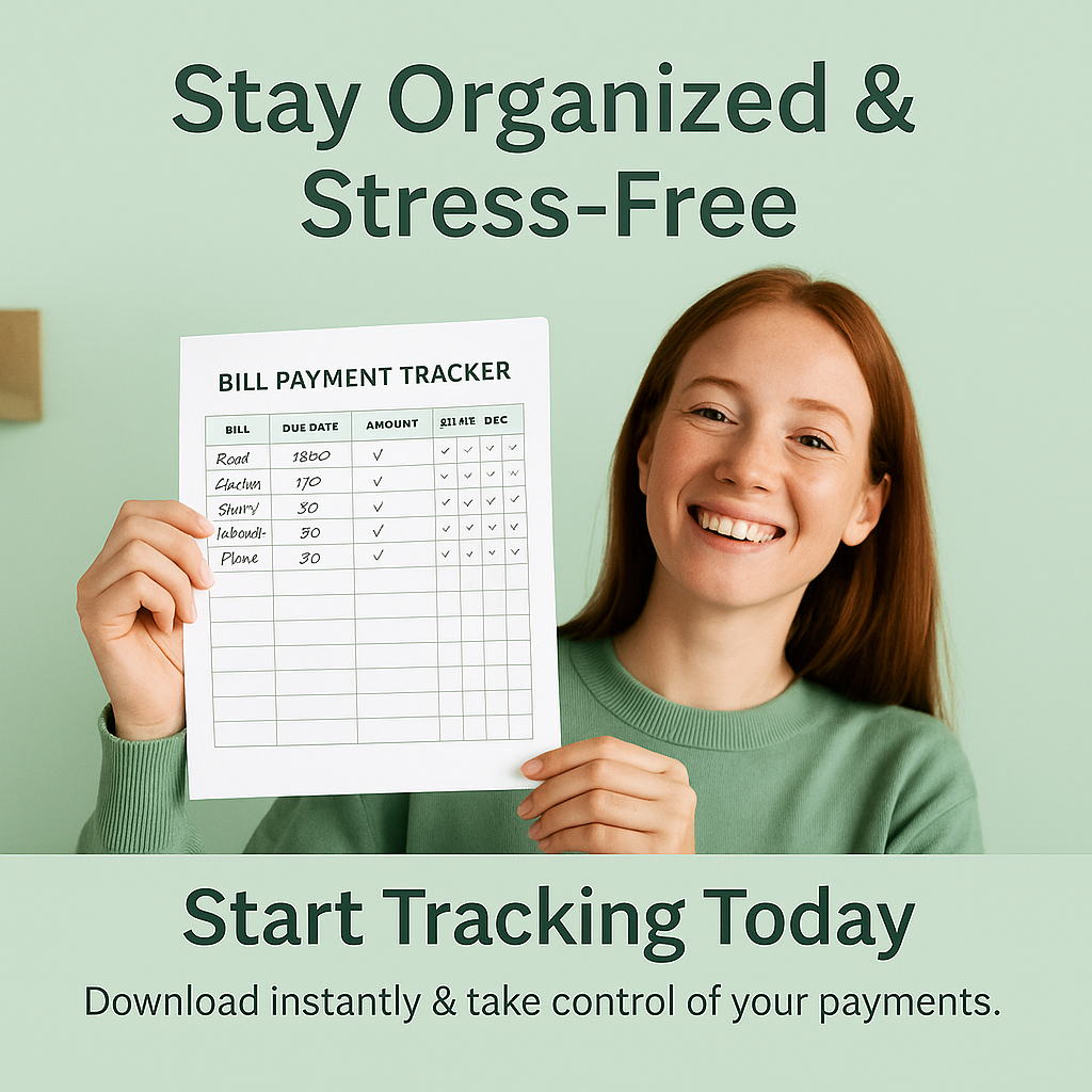 Bill Payment Tracker – Printable Monthly & Annual Bill Organizer