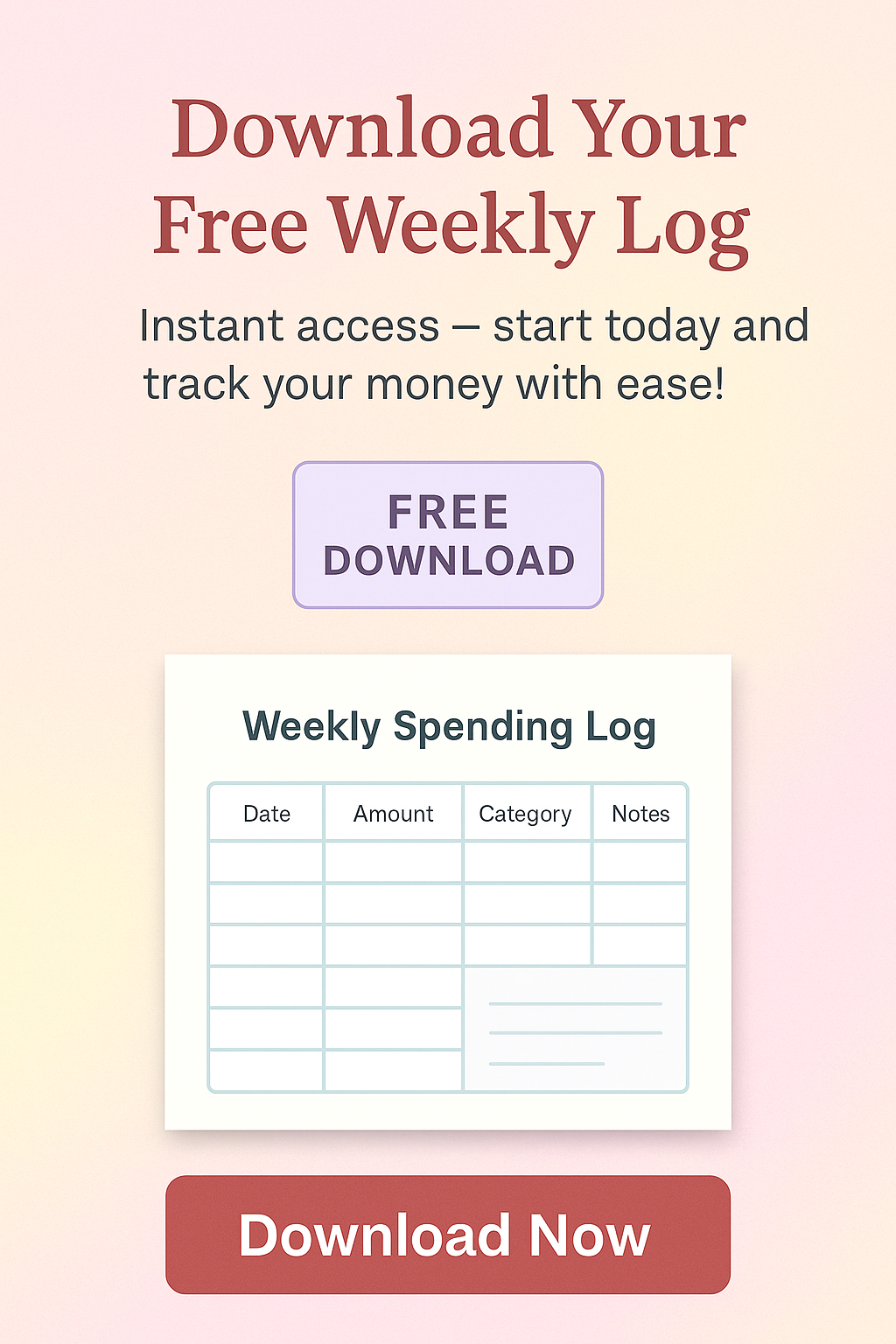 Weekly Spending Log – Free Printable PDF