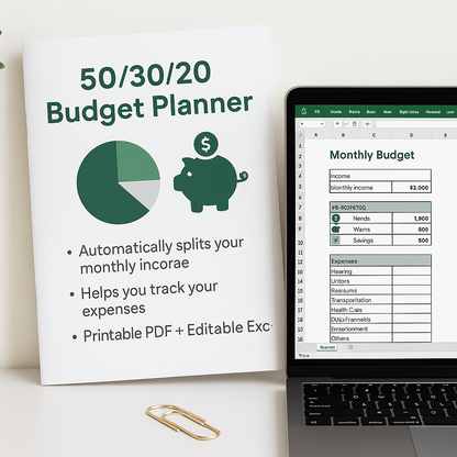 Smart Budget Planner | 50/30/20 Rule Budgeting System – Track Expenses, Save Smarter