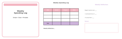 Weekly Spending Log – Free Printable PDF