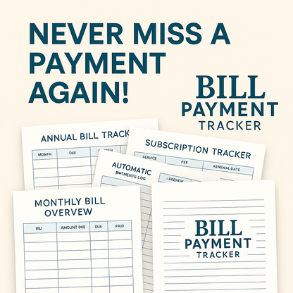 Bill Payment Tracker – Printable Monthly & Annual Bill Organizer